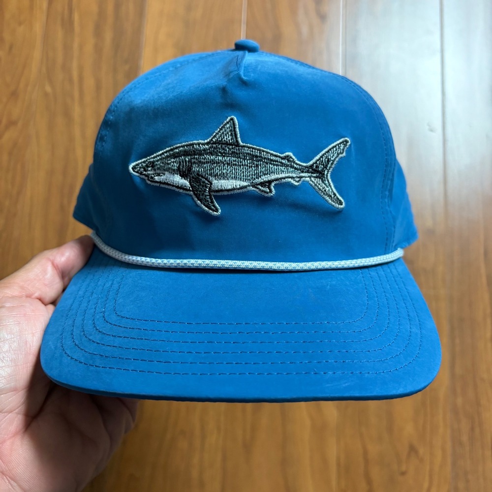 Local Crowns Shark Patch Rope Hat Blue Snapback Meshless Five Panel Cap RN162443